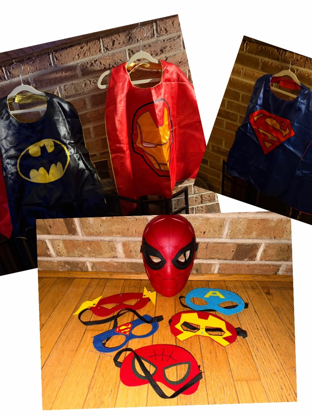 Kids Superhero Costume Set - Red and Blue Cape & Masks